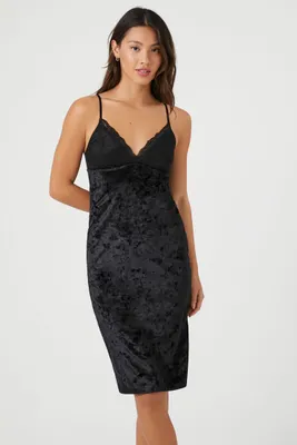 Women's Velvet Cami Slip Dress in Black Small