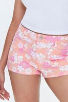 Women's Tropical Floral Print Denim Shorts in Pink, 31