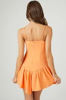 Women's Ruffled Sweetheart Cami Mini Dress in Cantaloupe, XL