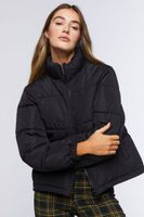 Women's Quilted Puffer Jacket in Black Large