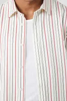 Men Striped Lyocell Shirt in Cream Small