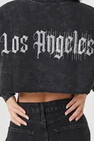 Women's Fleece Los Angeles Graphic Crop Top in Black Medium