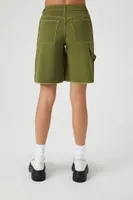 Women's Frayed Bermuda Shorts in Olive, XS