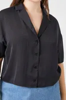 Women's Satin Shirt in Black, 0X