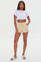 Women's Chambray Drawstring Shorts in Cream Small