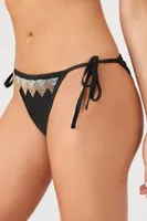 Women's Beaded Chevron Bikini Bottoms in Black Small