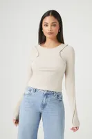 Women's Reworked Long-Sleeve Top in Taupe Small