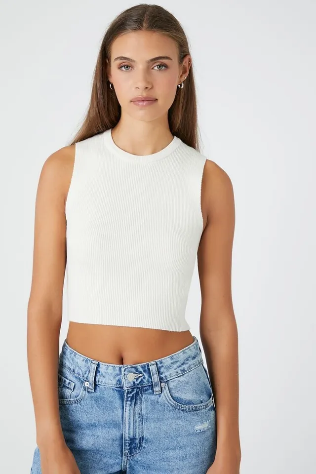 Forever 21 Women's Sweater-Knit Cropped Tank Top XL