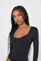 Women's Bustier Long-Sleeve Bodysuit in Black Large