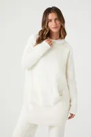 Women's Fuzzy Sweater-Knit Bear Hoodie in Vanilla Small