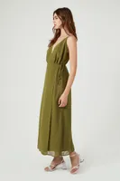 Women's Surplice Cami Maxi Dress in Olive Small