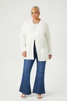 Women's Open-Front Cardigan Sweater in Cream, 3X