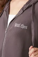 Women's Quiet Chaos Zip-Up Hoodie in Charcoal Medium