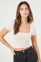 Women's Cropped Rib-Knit T-Shirt