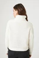 Women's Cable Knit Turtleneck Sweater in Cream Large