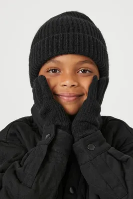 Kids Ribbed Beanie & Gloves Set (Girls + Boys)