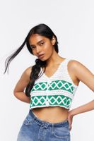 Women's Sweater-Knit Crochet Crop Top Medium