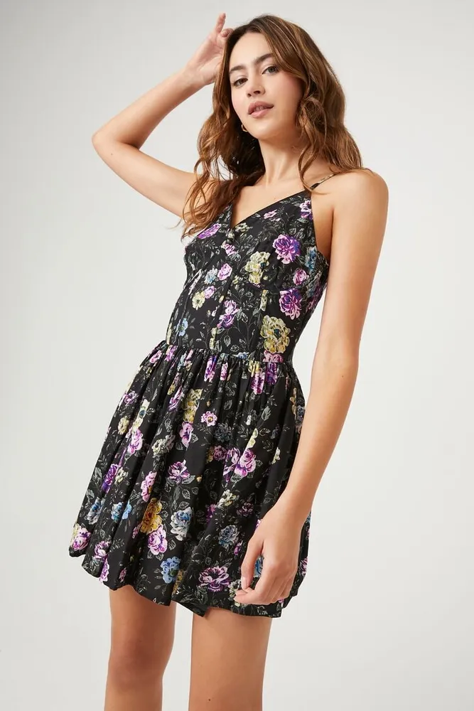 Forever 21 Women's Floral Print Corset Mini Dress in Black Large |  Foxvalley Mall