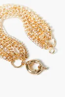 Women's Rhinestone Box & Curb Chain Bracelet in Clear/Gold