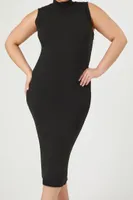 Women's Bodycon Midi Dress in Black, 1X