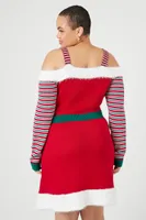 Women's Christmas Mini Sweater Dress Red,