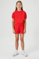 Girls French Terry Cargo Shorts (Kids) in Red, 5/6