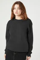 Women's Fleece Drop-Sleeve Pullover in Black Large