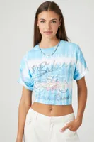 Women's Tie-Dye The Bikers Graphic T-Shirt in Blue Medium