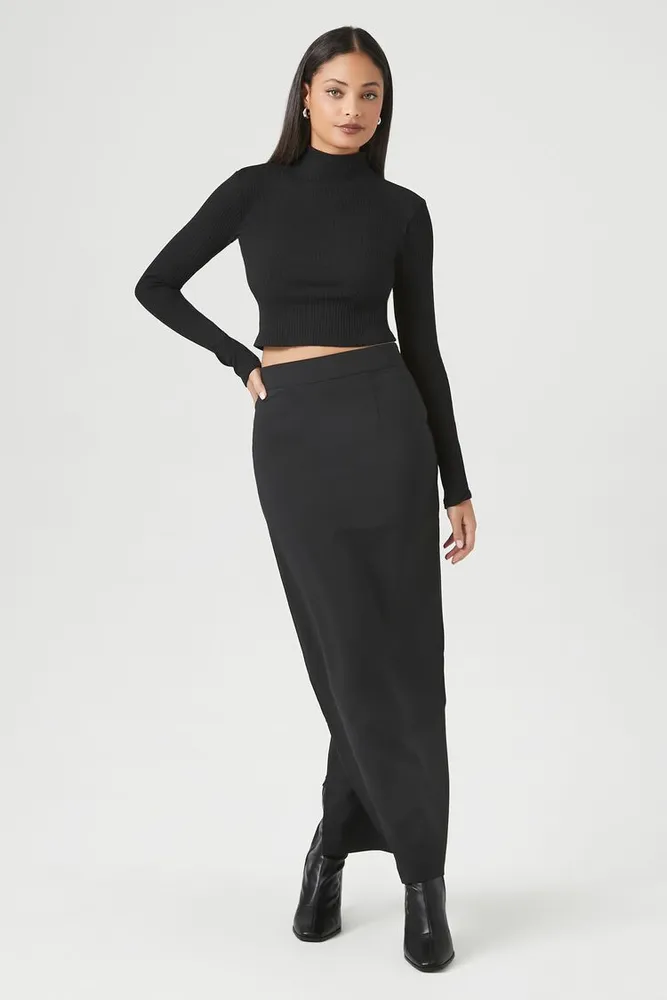 Women's Chiffon Maxi Column Skirt in Black Medium