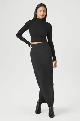 Women's Chiffon Maxi Column Skirt in Black Medium