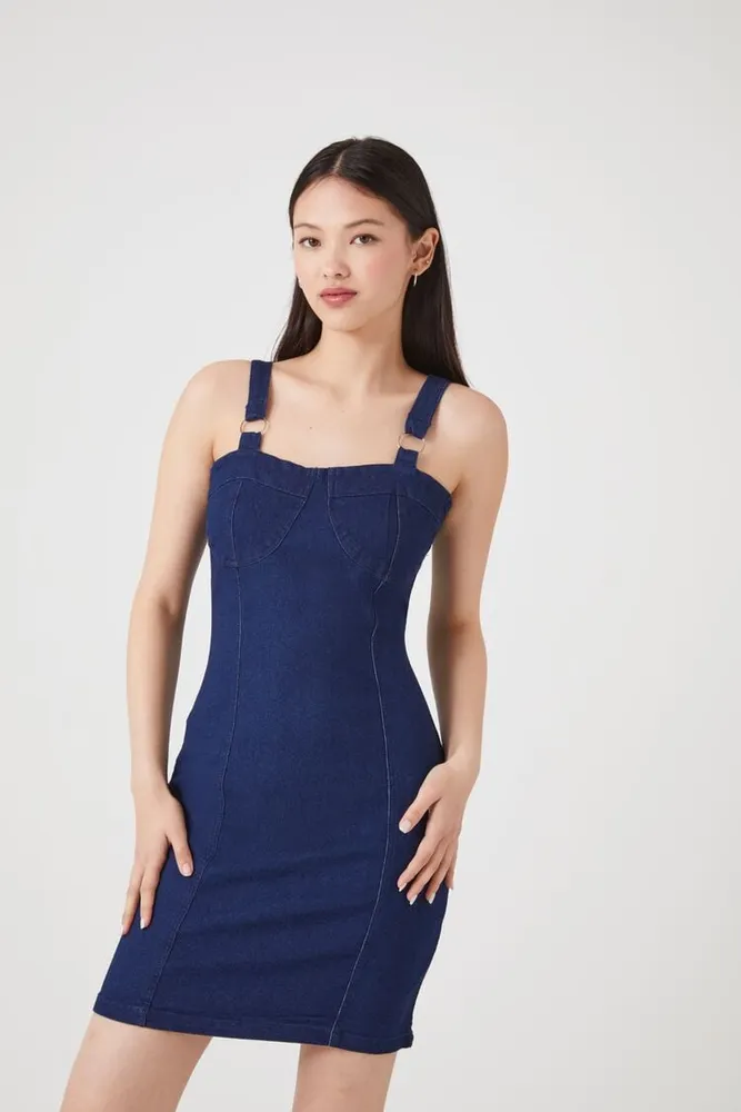 Women's Denim Bodycon Mini Dress Dark