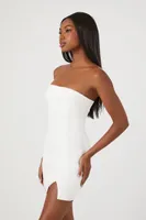 Women's Foldover Tube Mini Dress in Ivory, XL