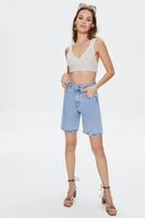 Women's Crochet Crop Top in Beige Large