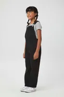 Girls Twill Overalls (Kids) in Black, 11/12