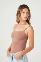 Women's Seamless Cami Lingerie Bodysuit in Mocha, L/XL