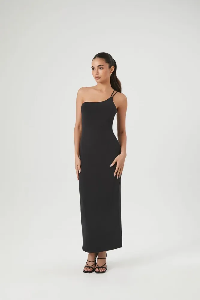 Women's Contour One-Shoulder Maxi Dress in Black Small