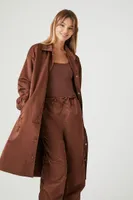 Women's Longline Utility Jacket in Chocolate, XS