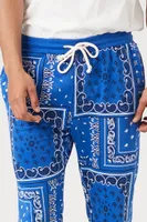 Men Paisley Print Joggers in Blue Large