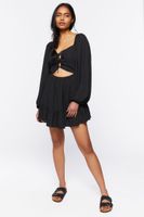 Women's Cutout Lace-Up Mini Dress in Black Medium