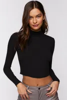 Women's Ribbed Knit Mock Neck Top