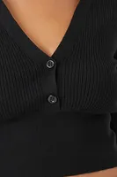 Women's Sweater-Knit Crop Top in Black Medium