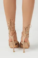 Women's Lace-Up Stiletto Heels in Nude, 10