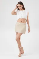 Women's A-Line Mini Skirt in Khaki/White, XL