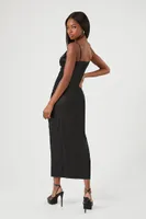 Women's Satin Midi Slip Dress in Black, XL