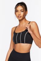 Women's Cotton-Blend Longline Sports Bra in Black, XS