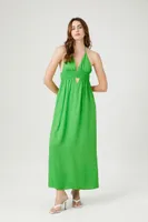 Women's Cutout Halter Maxi Dress in Green Large