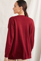 Women's Patch-Pocket Cardigan Sweater in Burgundy Medium