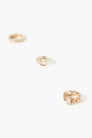 Women's Rhinestone Ring Set in Gold/Clear, 8