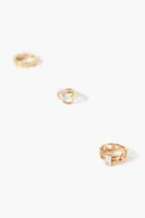 Women's Rhinestone Ring Set in Gold/Clear, 7