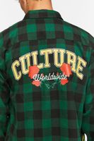 Men Culture Graphic Plaid Shirt Teal